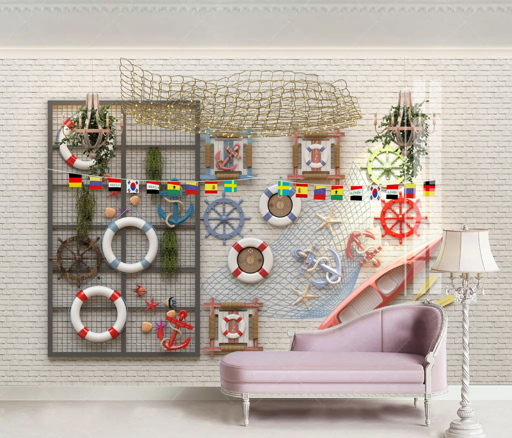 3D White Lifebuoy WG393 Wall Murals