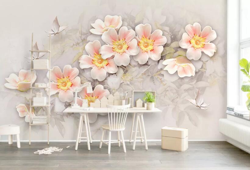 3D Flower Butterfly WG78 Wall Murals Wallpaper AJ Wallpaper 2