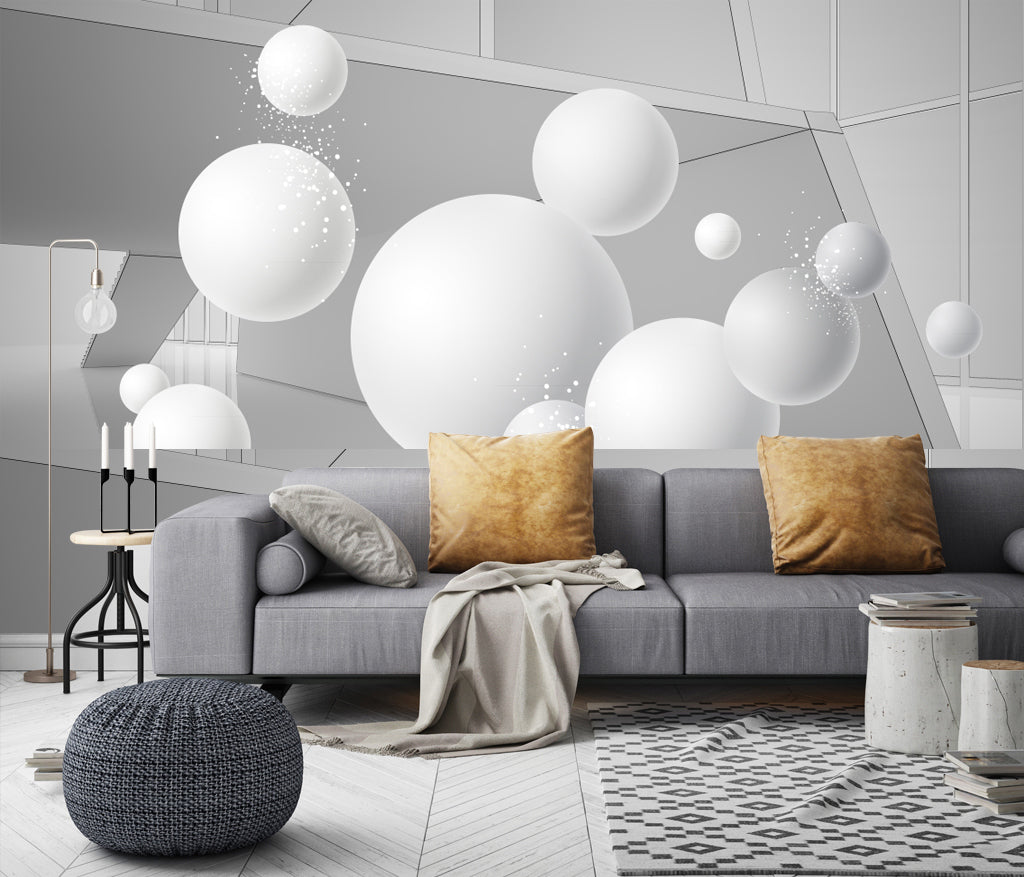 3D White Ball WG383 Wall Murals
