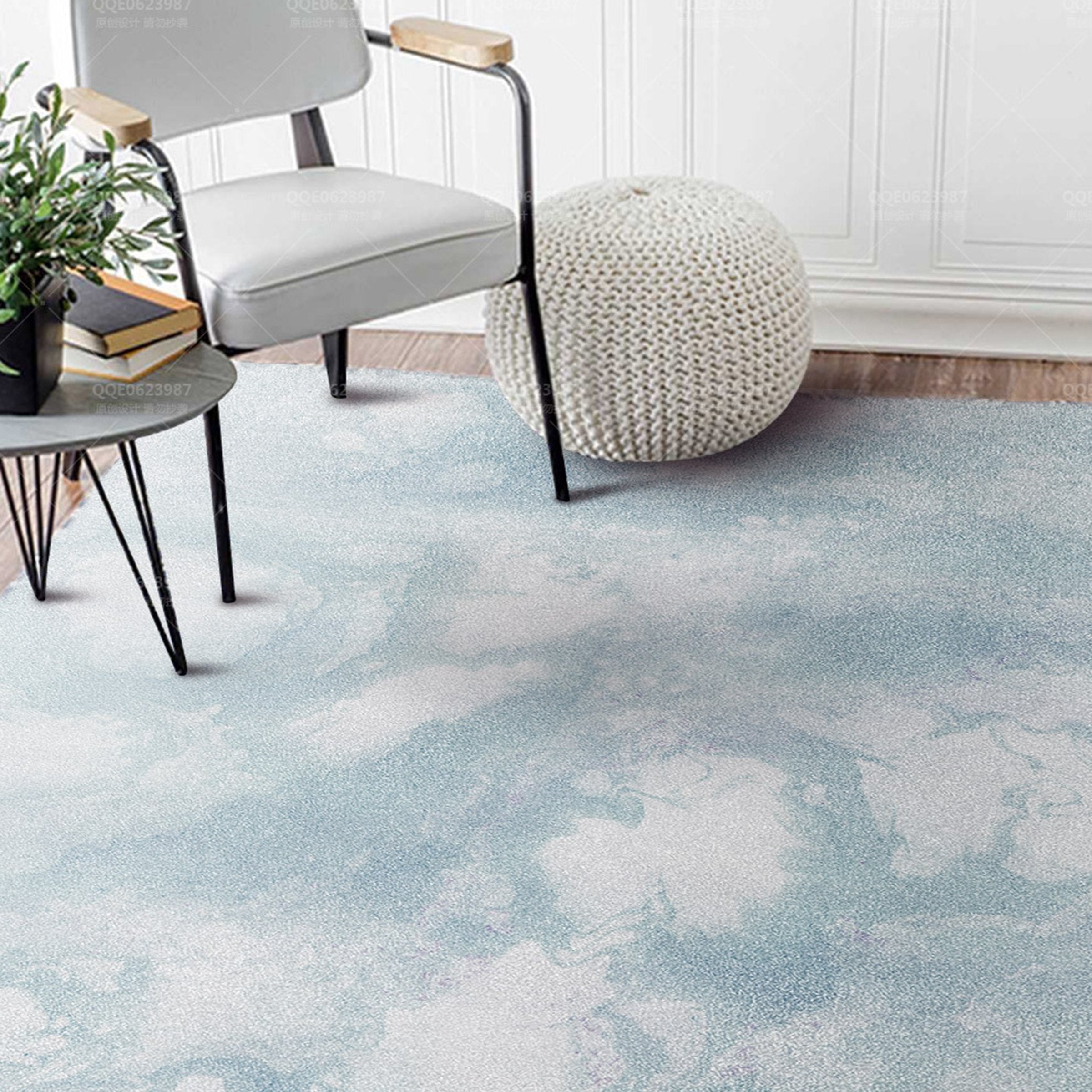 3D Light Blue Pattern WG237 Non Slip Rug Mat Mat AJ Creativity Home