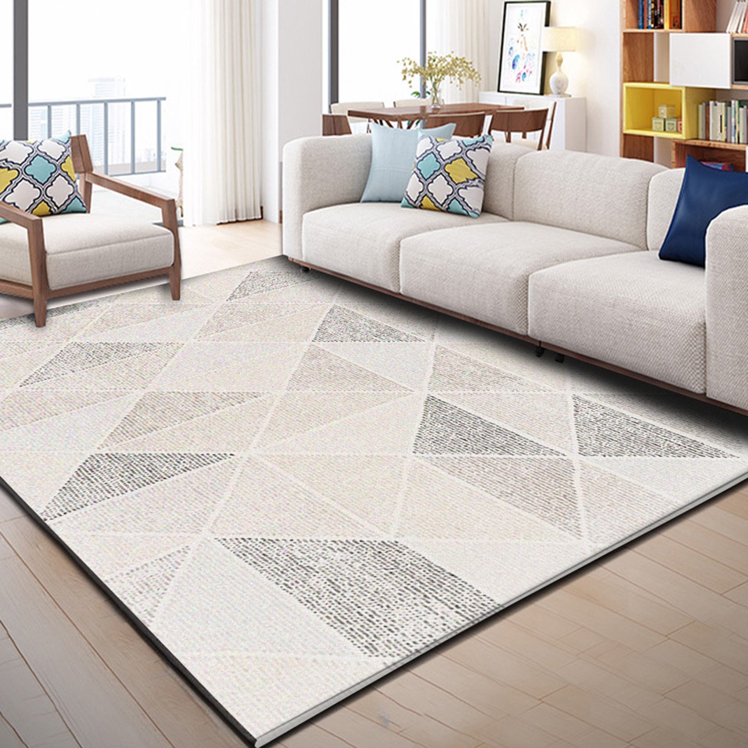 3D Colored Triangles WG023 Non Slip Rug Mat Mat AJ Creativity Home