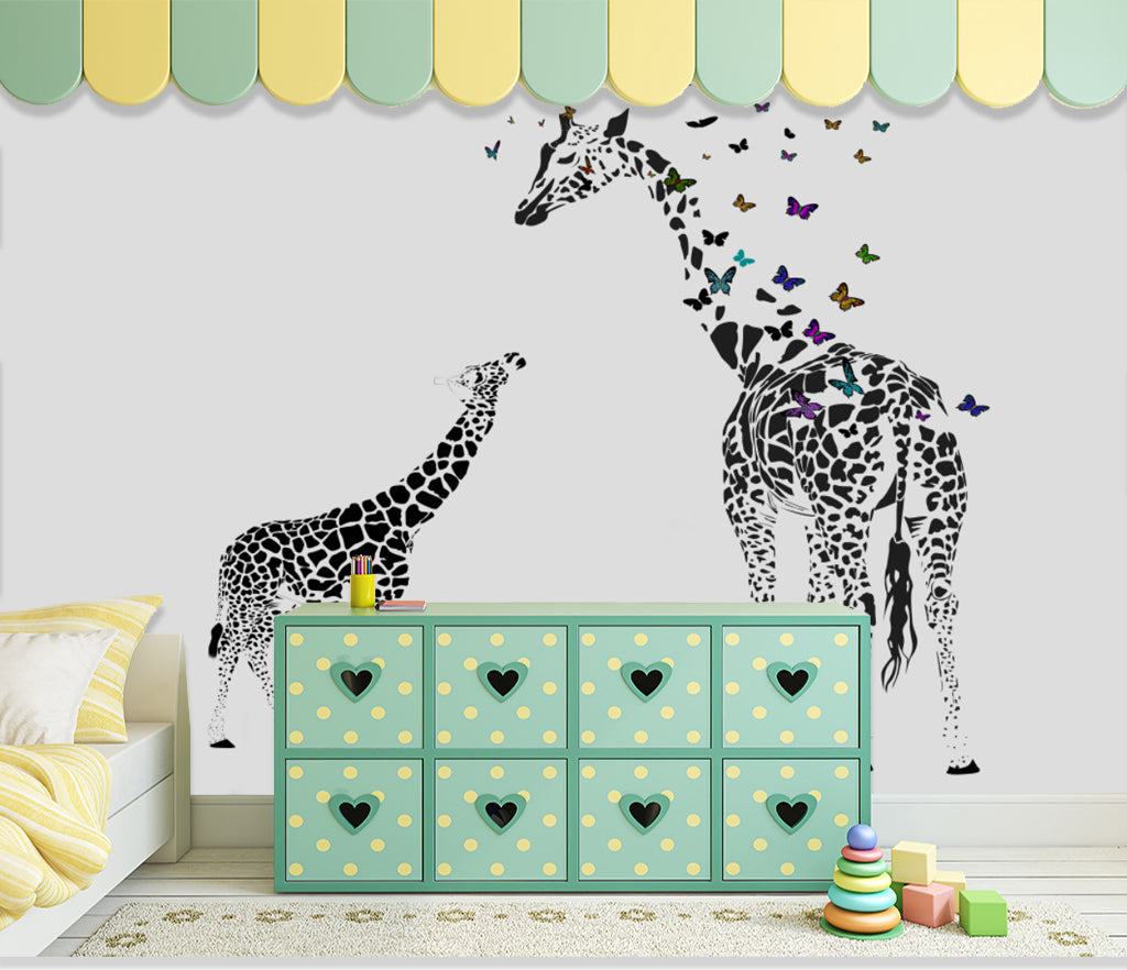 3D Giraffe Butterfly WG280 Wall Murals