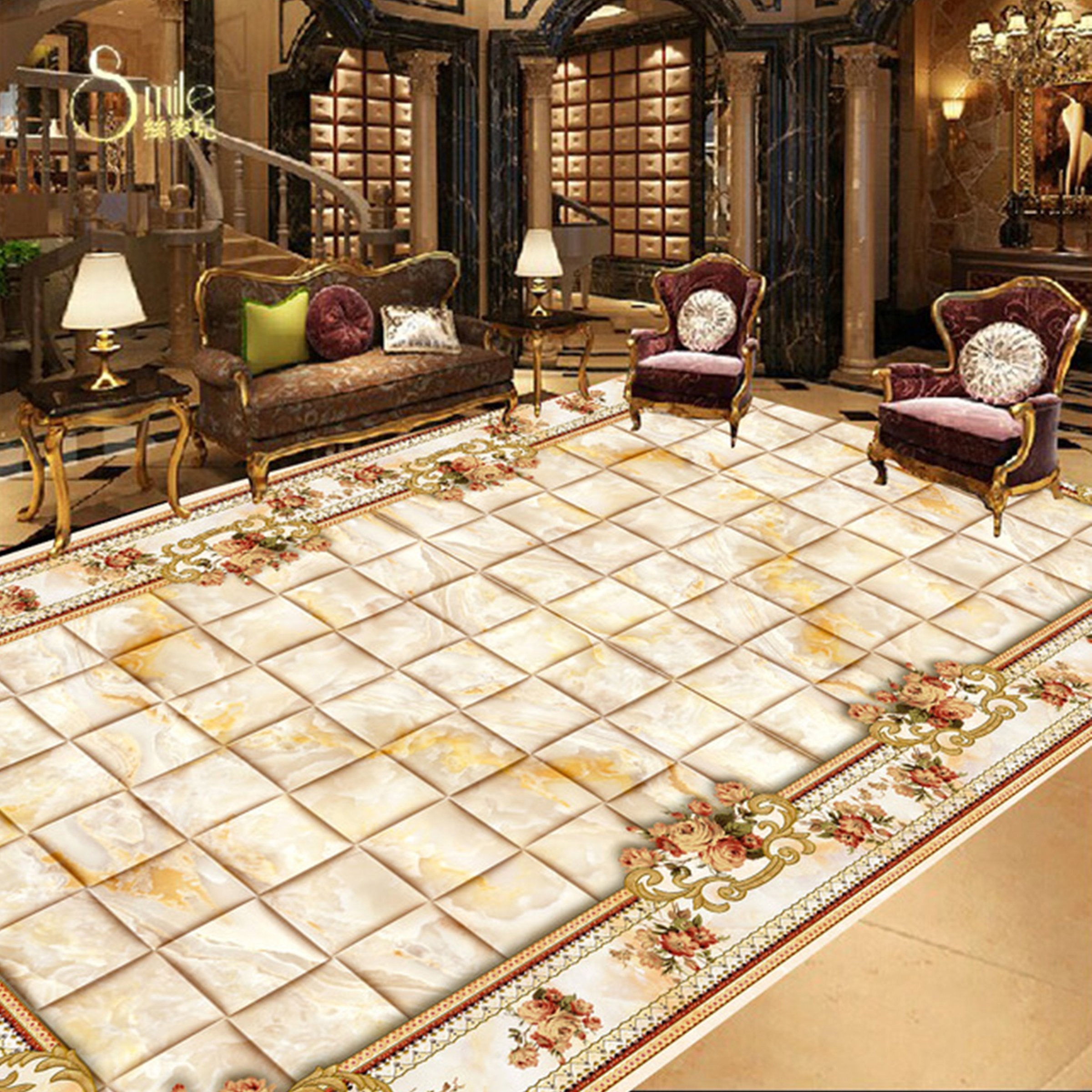 3D Marble Pattern WG008 Floor Mural Wallpaper AJ Wallpaper 2