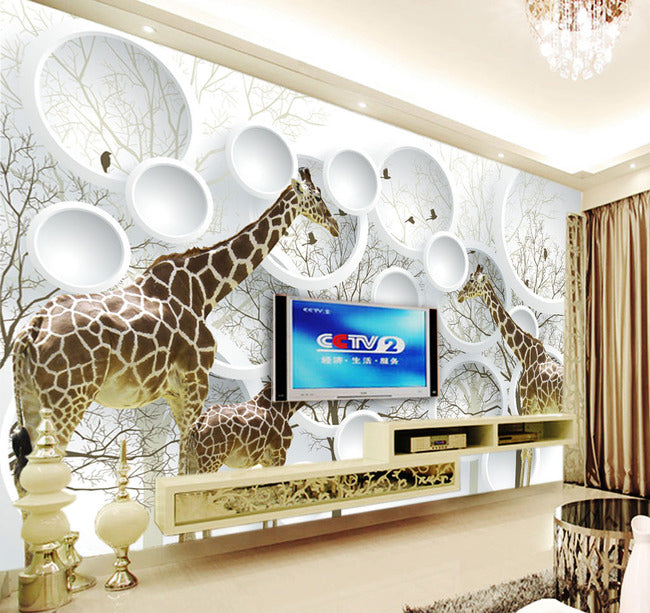 3D Cute Giraffe WG124 Wall Murals