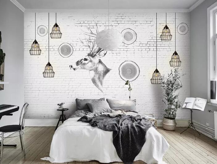 3D Elk Bulb WG02 Wall Murals Wallpaper AJ Wallpaper 2
