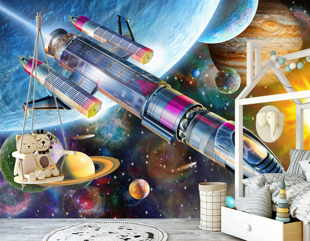 3D Rocket Earth WG467 Wall Murals