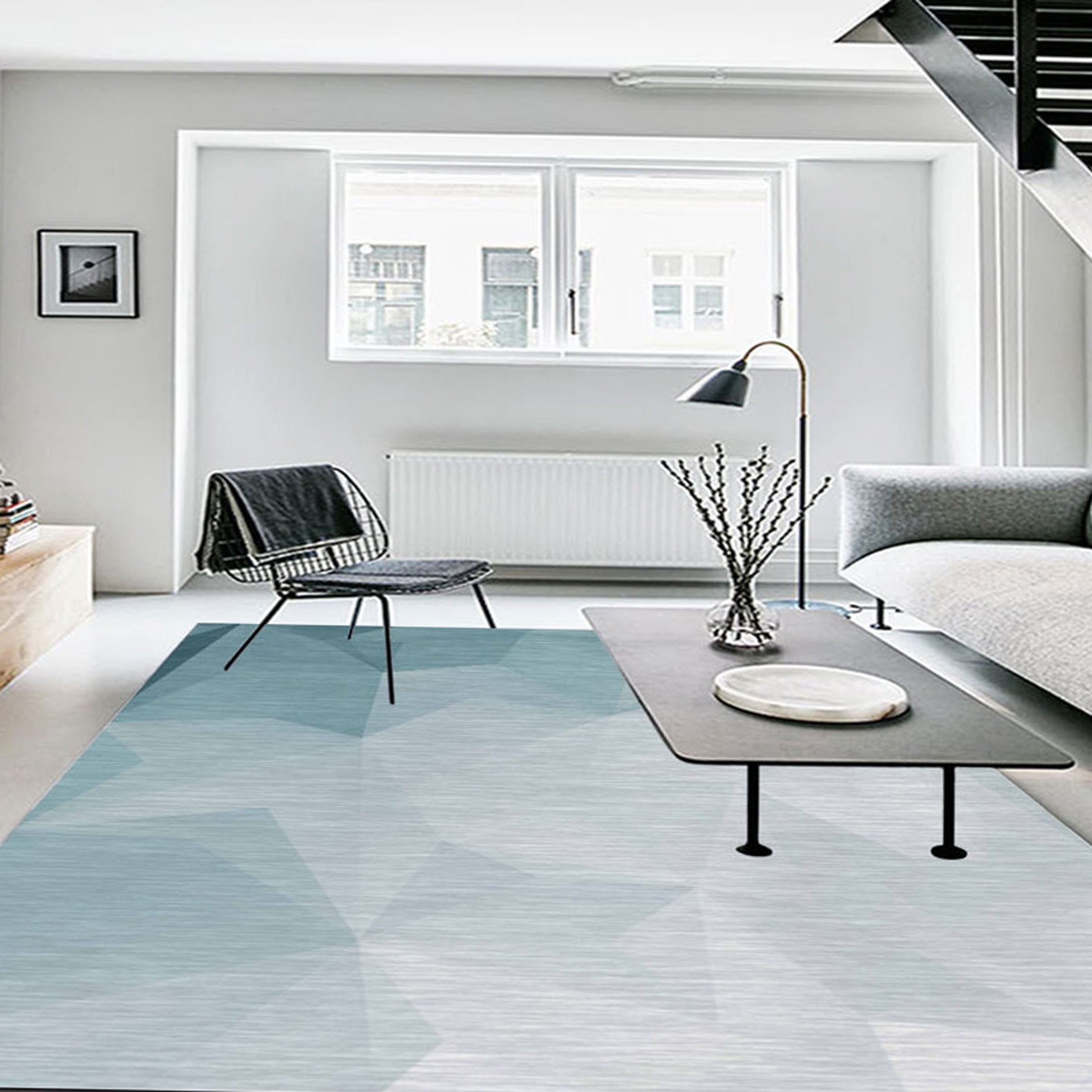 3D Light Blue Geometric Pattern WG482 Non Slip Rug Mat Mat AJ Creativity Home