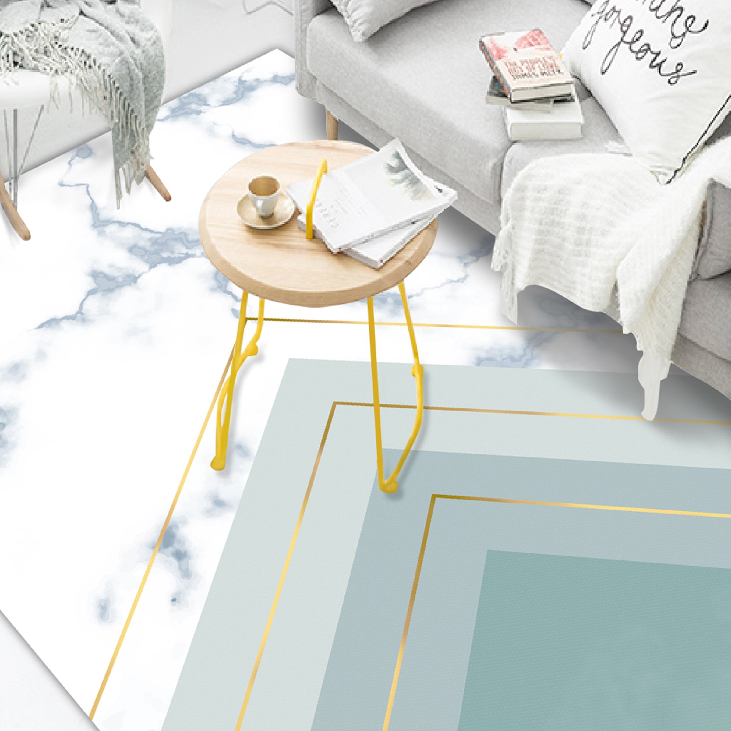 3D Light Green Stripes WG101 Non Slip Rug Mat Mat AJ Creativity Home