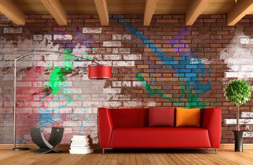 Graffiti Brick Color Wallpaper AJ Wallpaper