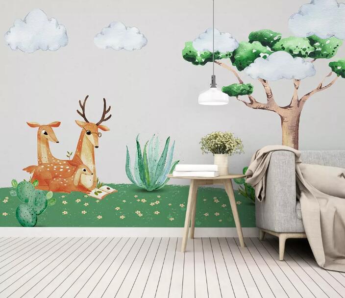 3D Deer Forest WG58 Wall Murals Wallpaper AJ Wallpaper 2