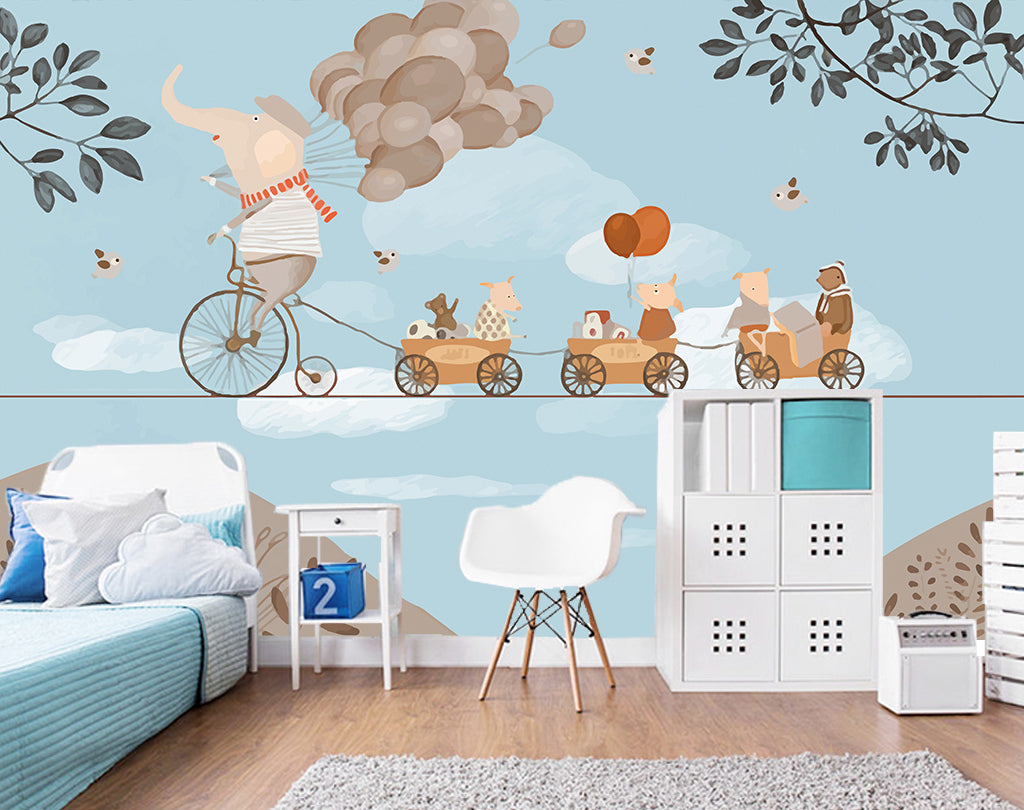 3D Elephant Balloon WG034 Wall Murals