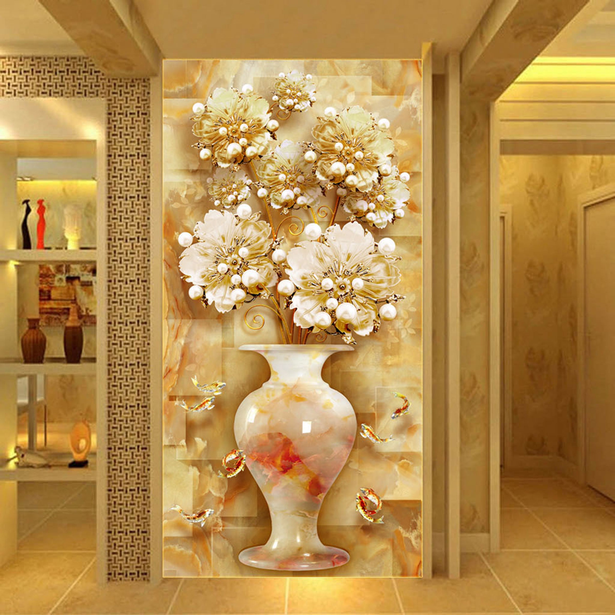 3D Pearl Flower WG012 Wall Murals