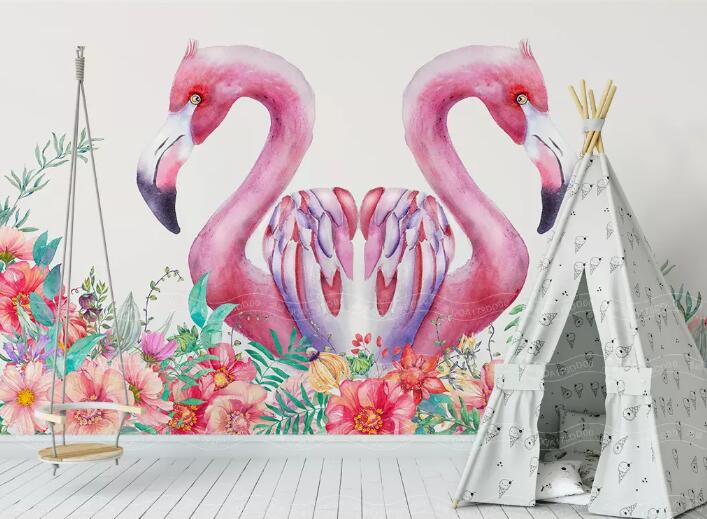 3D Pink Flamingo 399 Wall Murals Wallpaper AJ Wallpaper 2