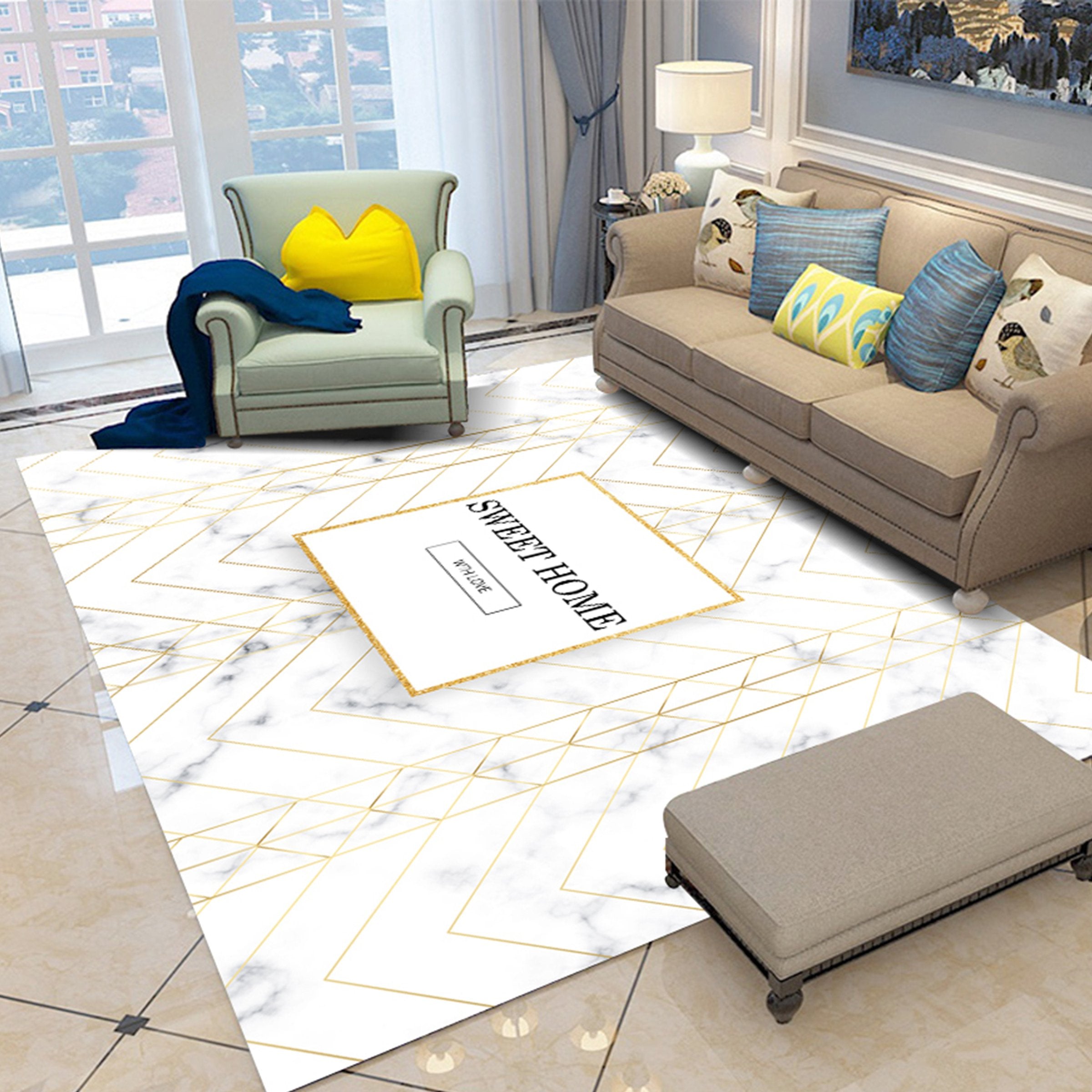 3D Golden Lines WG215 Non Slip Rug Mat Mat AJ Creativity Home