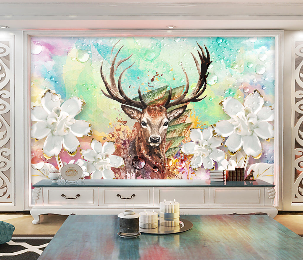 3D Dripping Deer WG164 Wall Murals