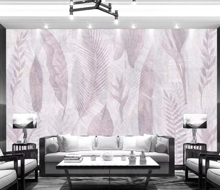 3D White Leaves WG13 Wall Murals Wallpaper AJ Wallpaper 2