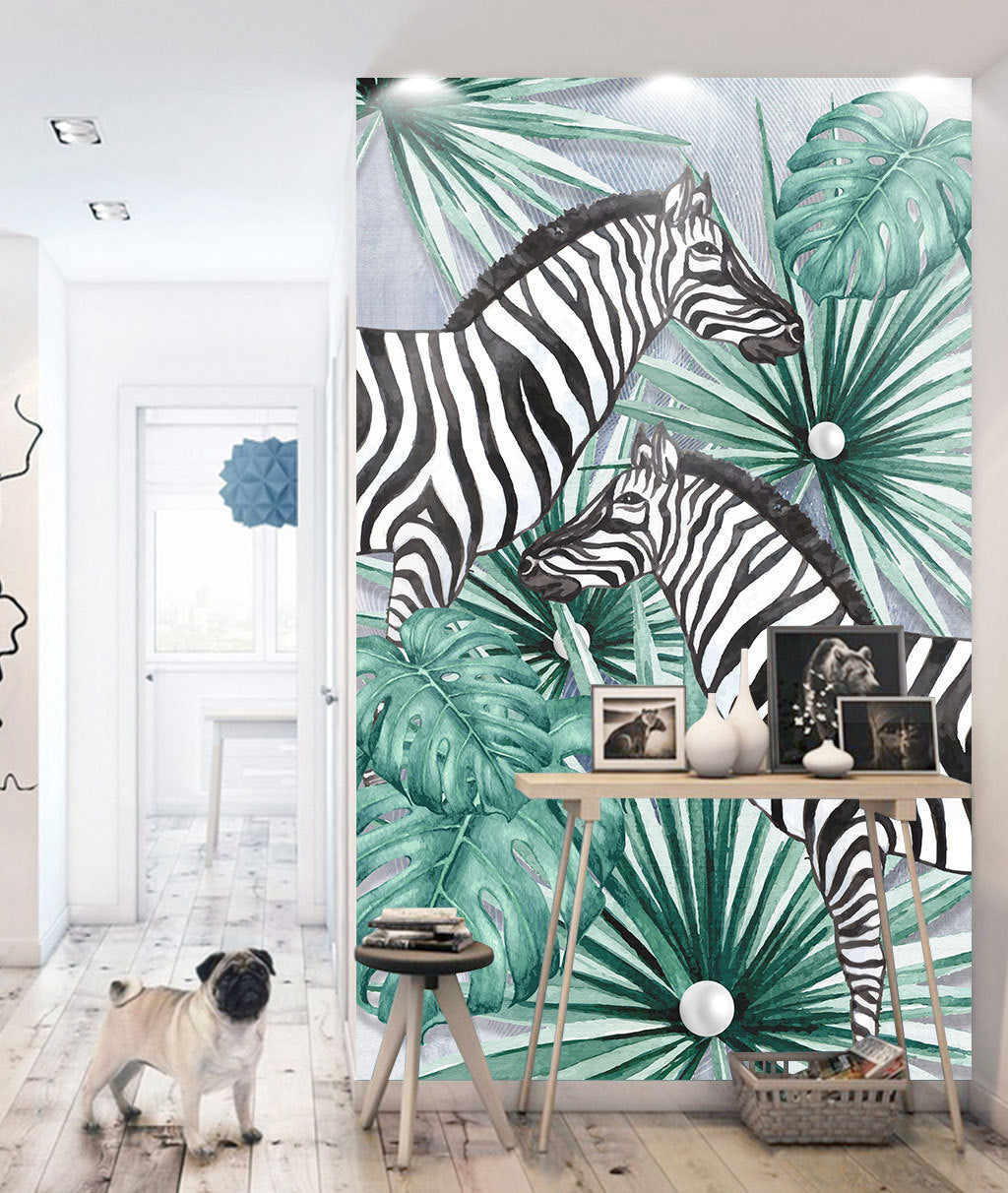 3D Zebra Leaves WG112 Wall Murals