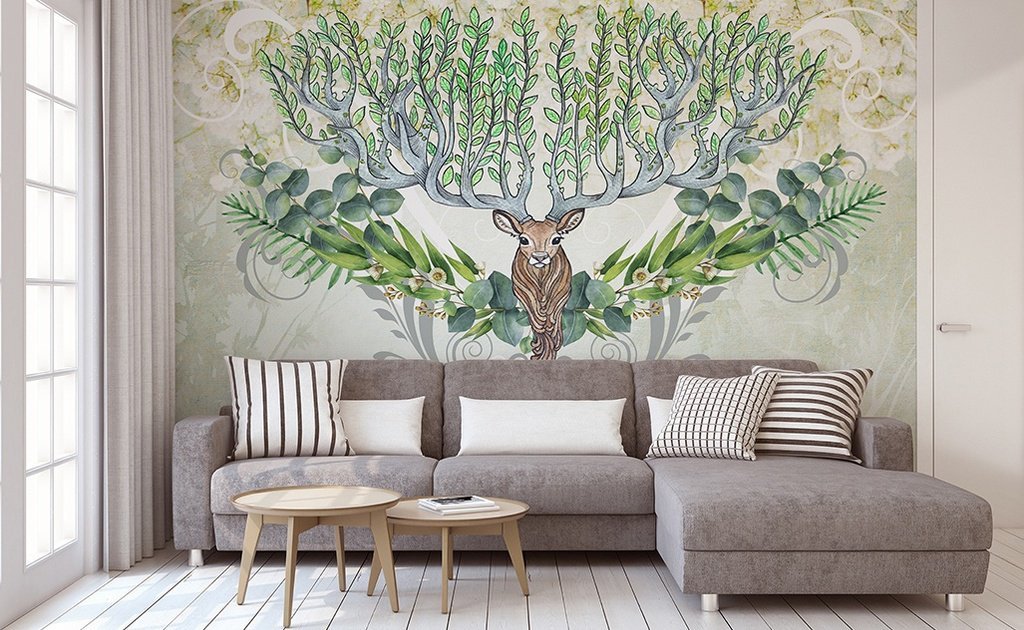 3D Elk Head Tree 213 Wall Murals Wallpaper AJ Wallpaper 2