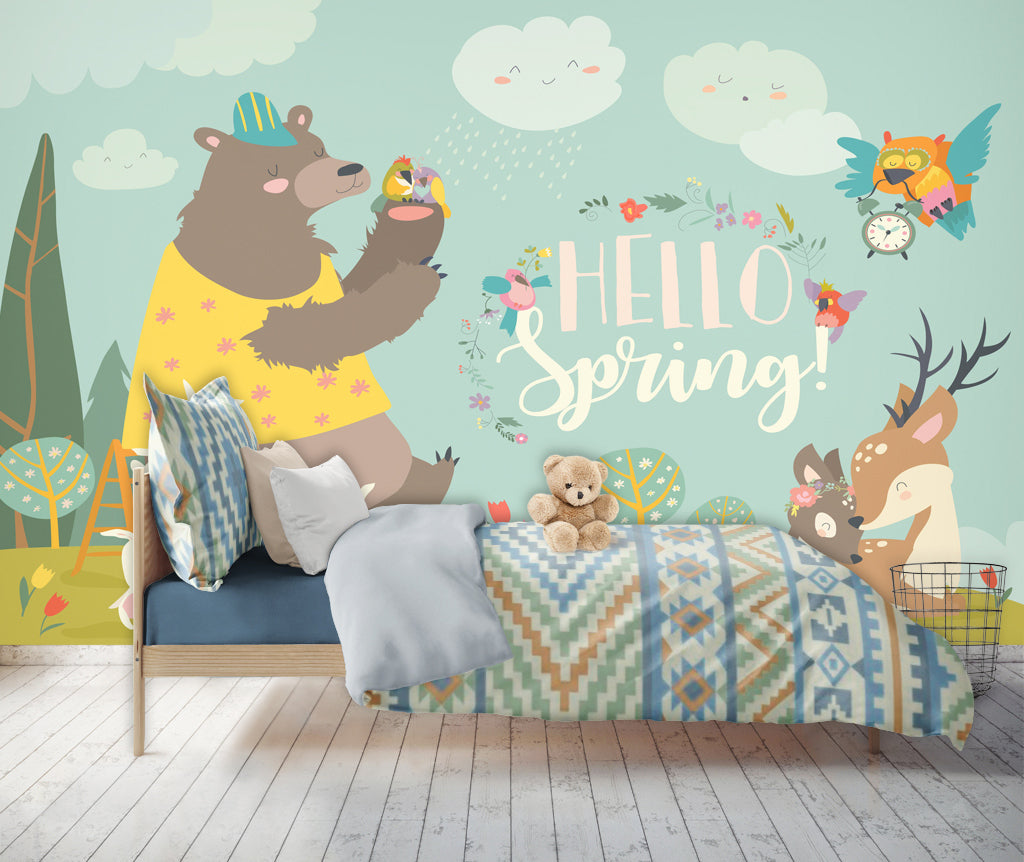 3D Happy Bear WC006 Wall Murals