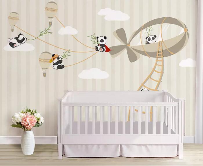 3D Bear Plane WG86 Wall Murals