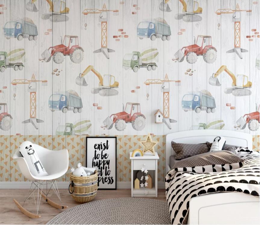 3D Cartoon Tractor WC2643 Wall Murals