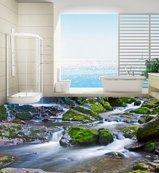 3D Moss Stone 254 Floor Mural Wallpaper AJ Wallpaper 2