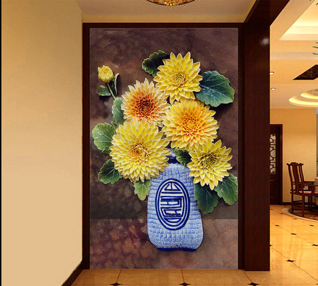 3D Yellow Daisy WG064 Wall Murals