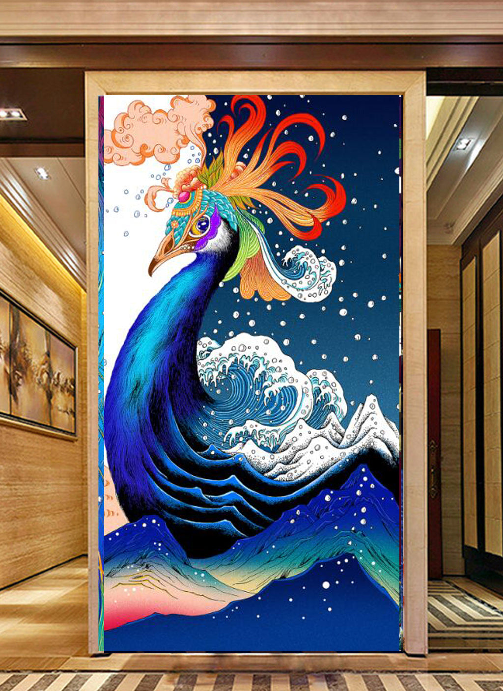 3D Ukiyo-e Peacock WG077 Wall Murals