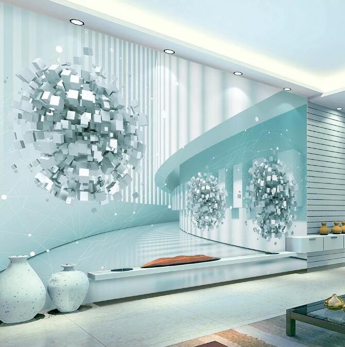 3D Silver Geometry WG17 Wall Murals Wallpaper AJ Wallpaper 2