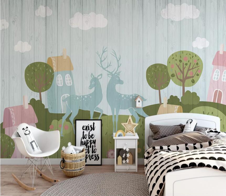 3D Blue Spotted Deer WC2642 Wall Murals