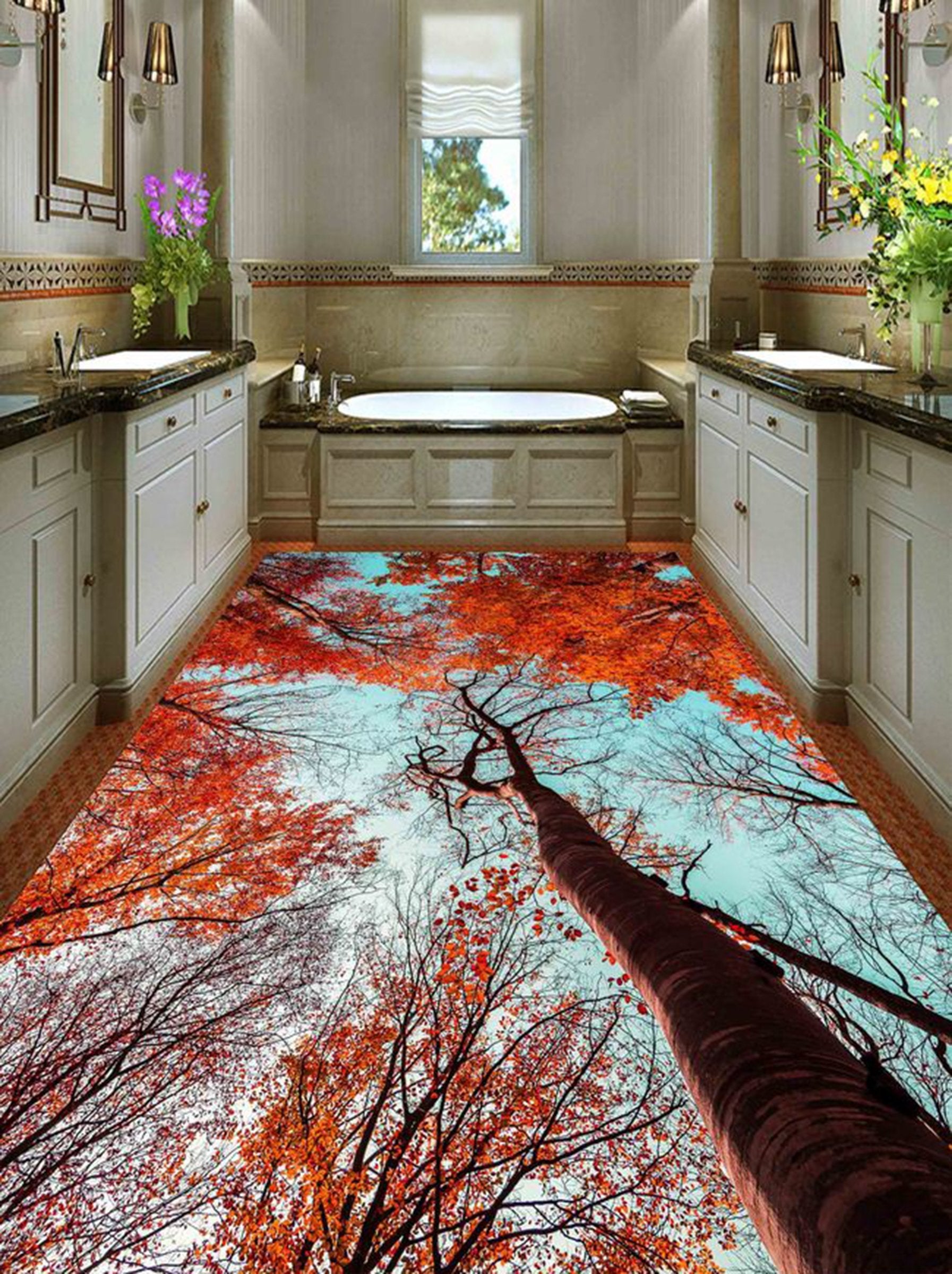 3D Red Maple Leaf WG012 Floor Mural Wallpaper AJ Wallpaper 2