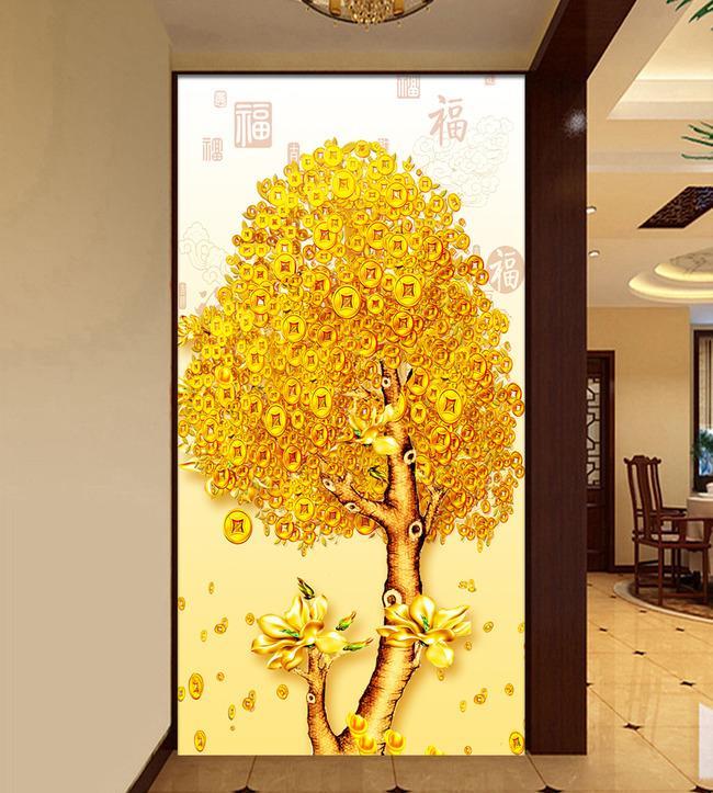 3D Golden Tree 636 Wall Murals Wallpaper AJ Wallpaper 2