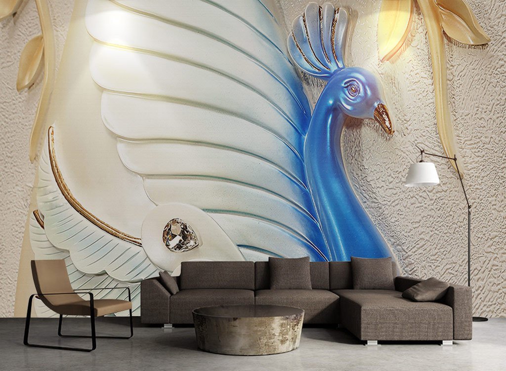 3D Blue Peacock 470 Wall Murals Wallpaper AJ Wallpaper 2