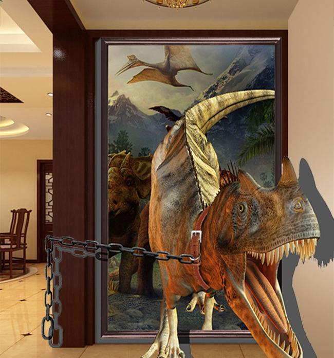 3D Dinosaur Howling 483 Wall Murals Wallpaper AJ Wallpaper 2