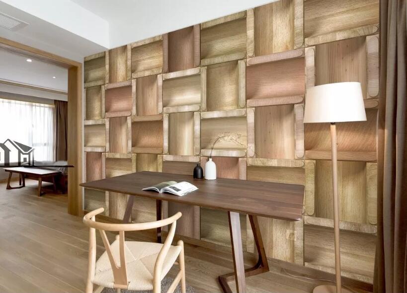 3D Wooden Geometry 107 Wall Murals Wallpaper AJ Wallpaper 2