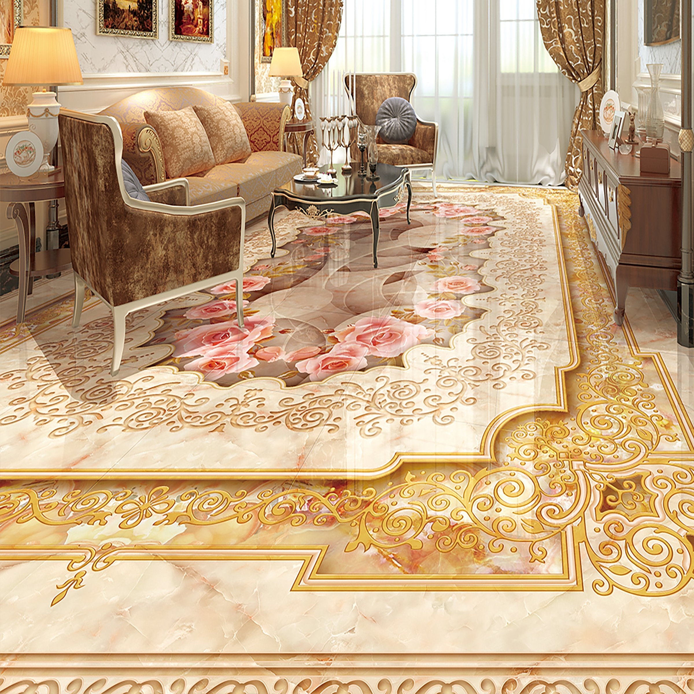 3D Pink Flowers WG036 Floor Mural Wallpaper AJ Wallpaper 2