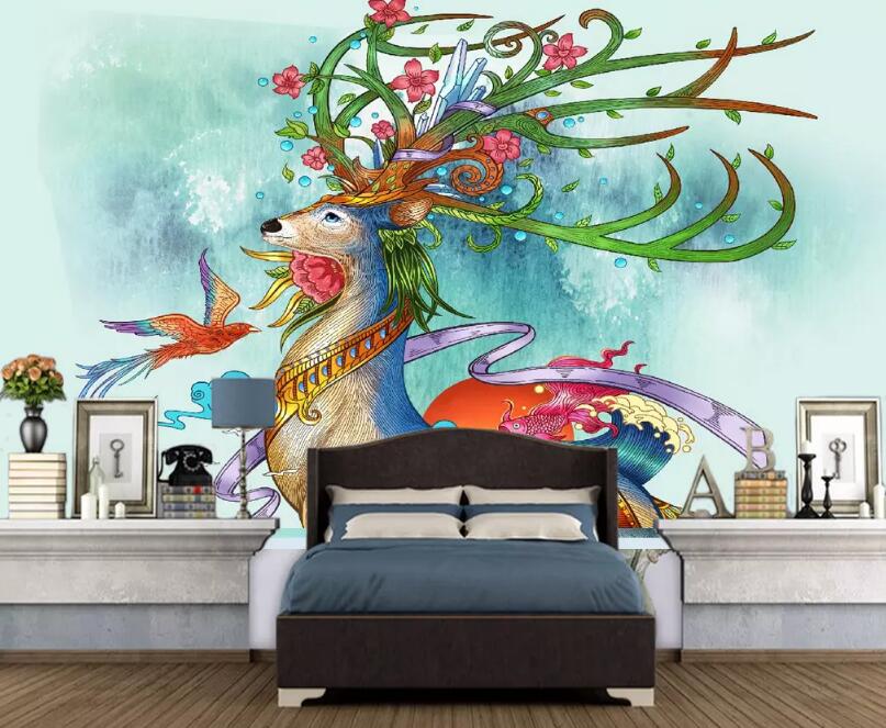 3D Colored Elk WG98 Wall Murals Wallpaper AJ Wallpaper 2