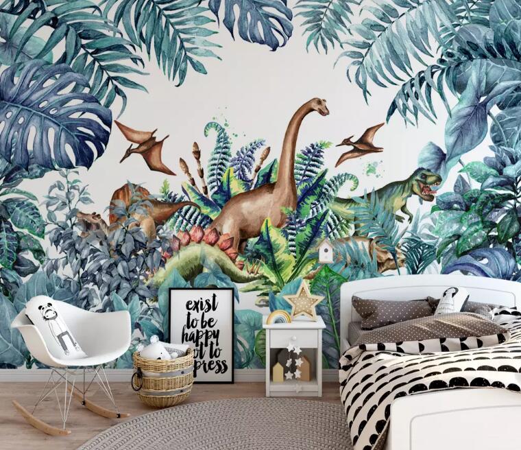 3D Dinosaur Leaves WG83 Wall Murals Wallpaper AJ Wallpaper 2