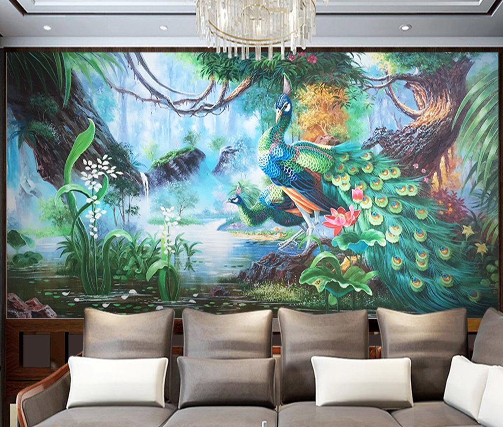 3D Peacock Forest 527 Wall Murals Wallpaper AJ Wallpaper 2