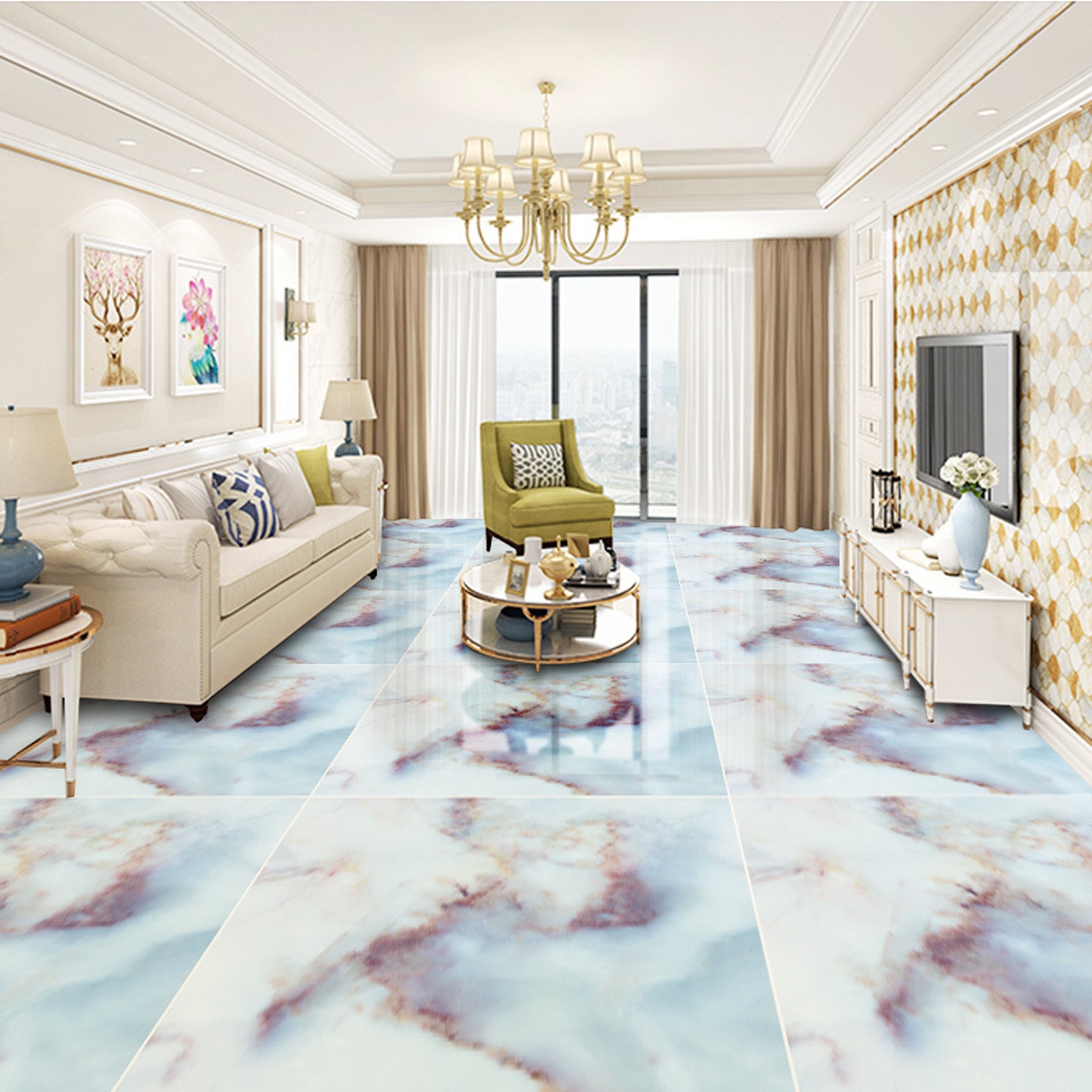 3D Color Stripe WG657 Floor Mural Wallpaper AJ Wallpaper 2