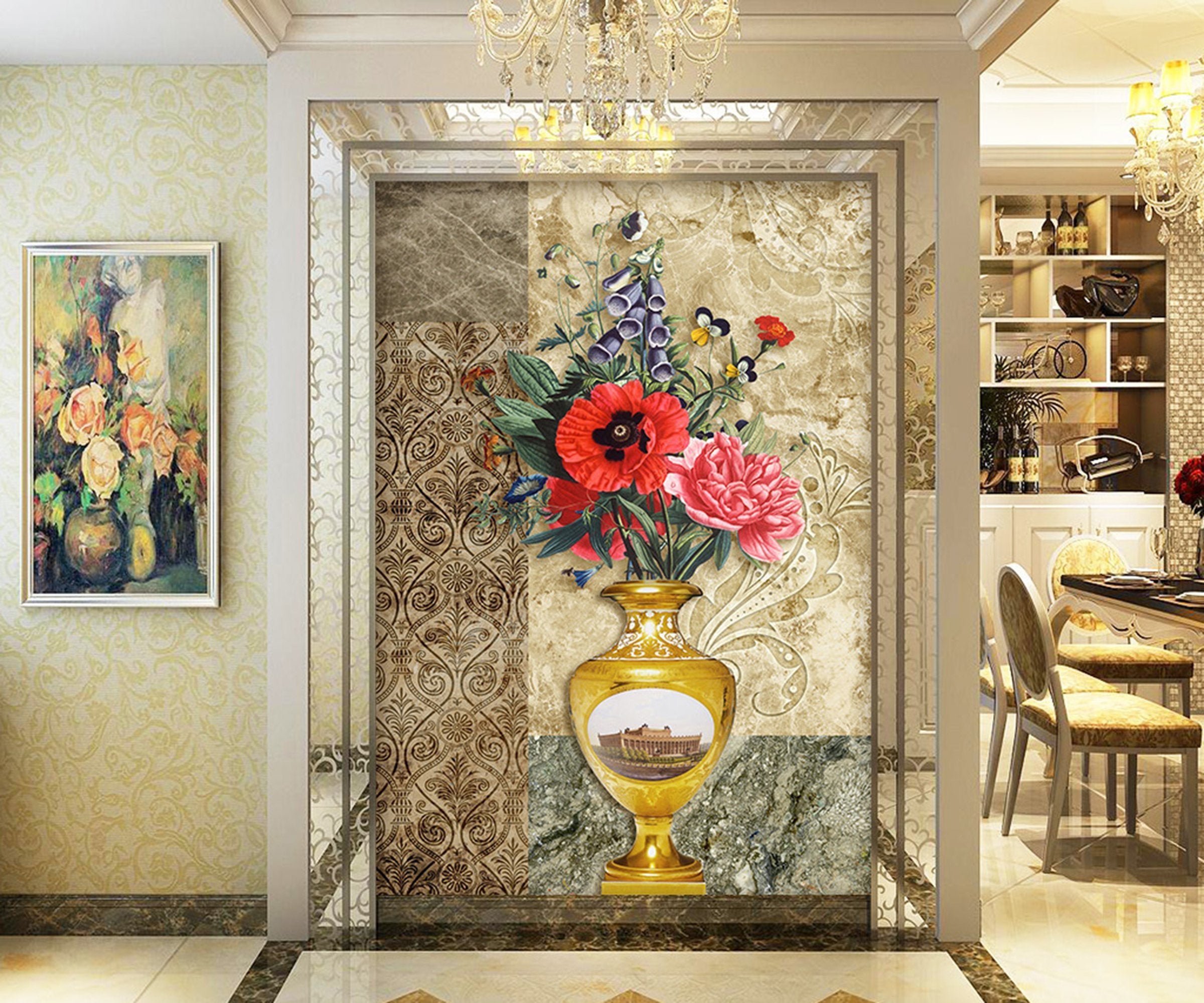 3D Vase Flower 379 Wall Murals Wallpaper AJ Wallpaper 2