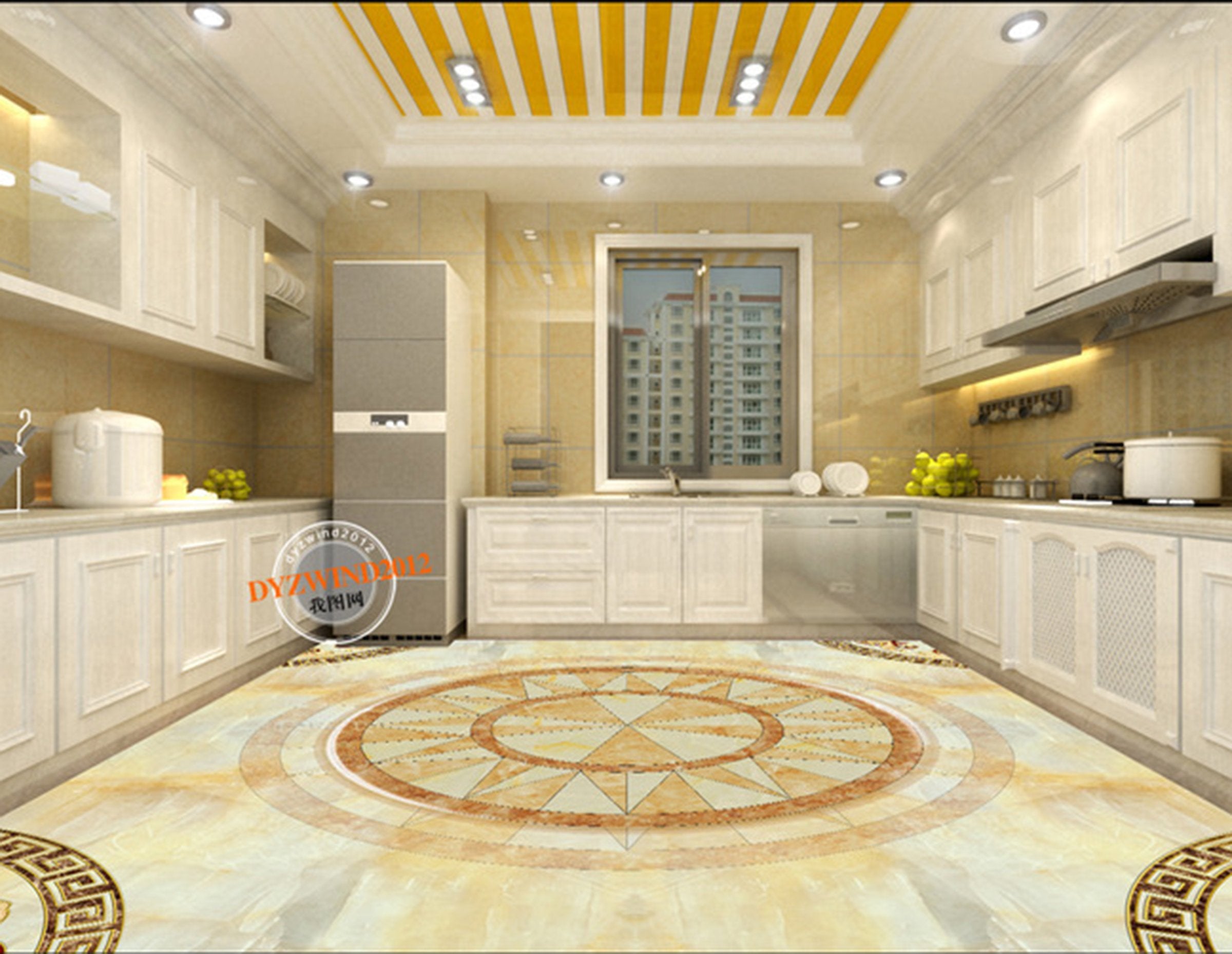 3D Golden Geometric Pattern WG011 Floor Mural Wallpaper AJ Wallpaper 2