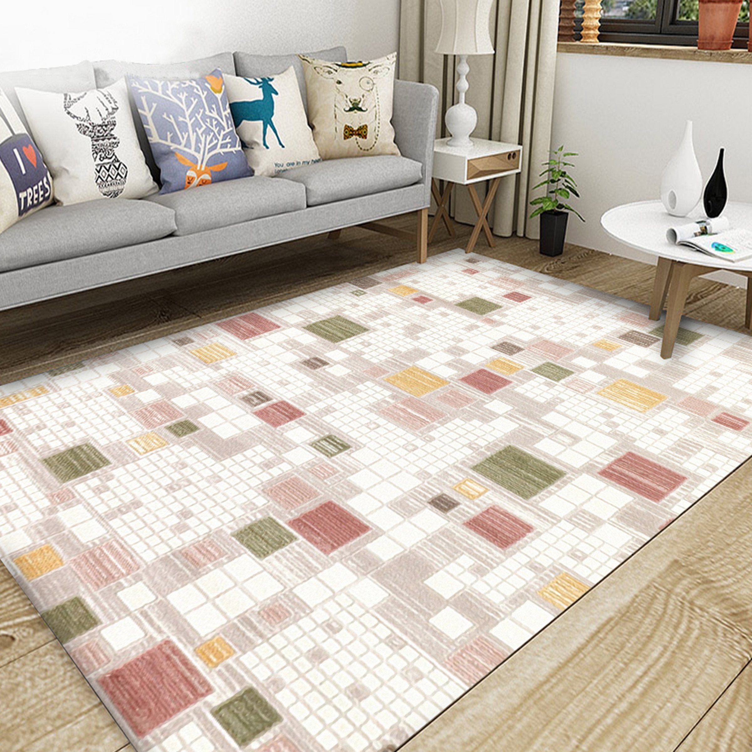 3D Modern Colored Square WG037 Non Slip Rug Mat Mat AJ Creativity Home