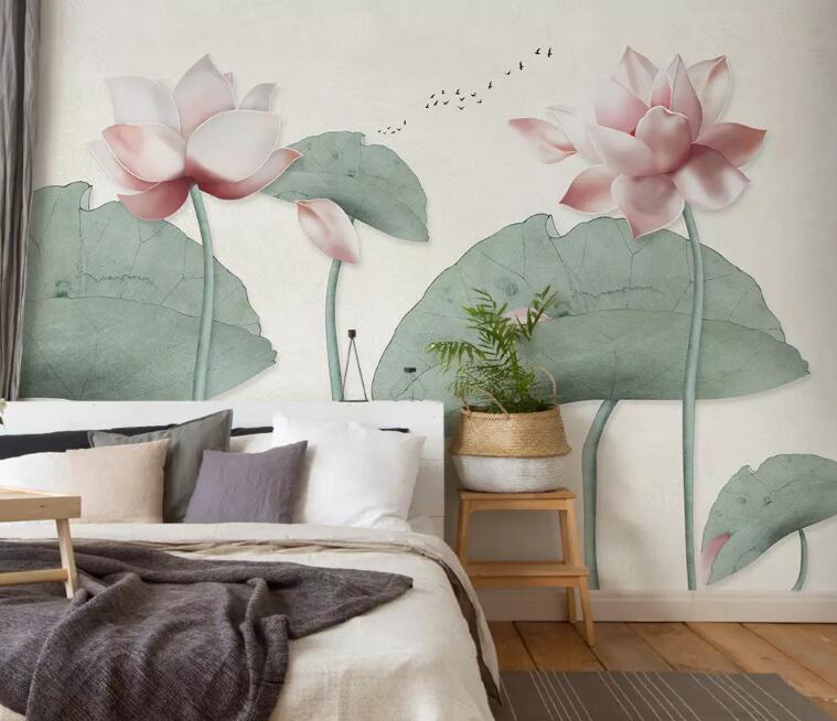 3D Lotus WG63 Wall Murals Wallpaper AJ Wallpaper 2