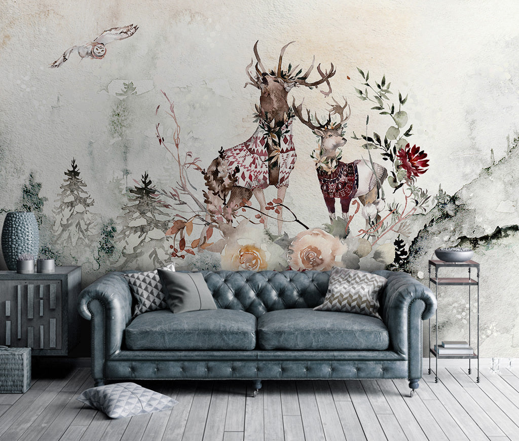 3D Deer Eagle WG376 Wall Murals