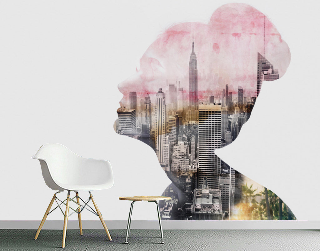 3D Woman City WG151 Wall Murals