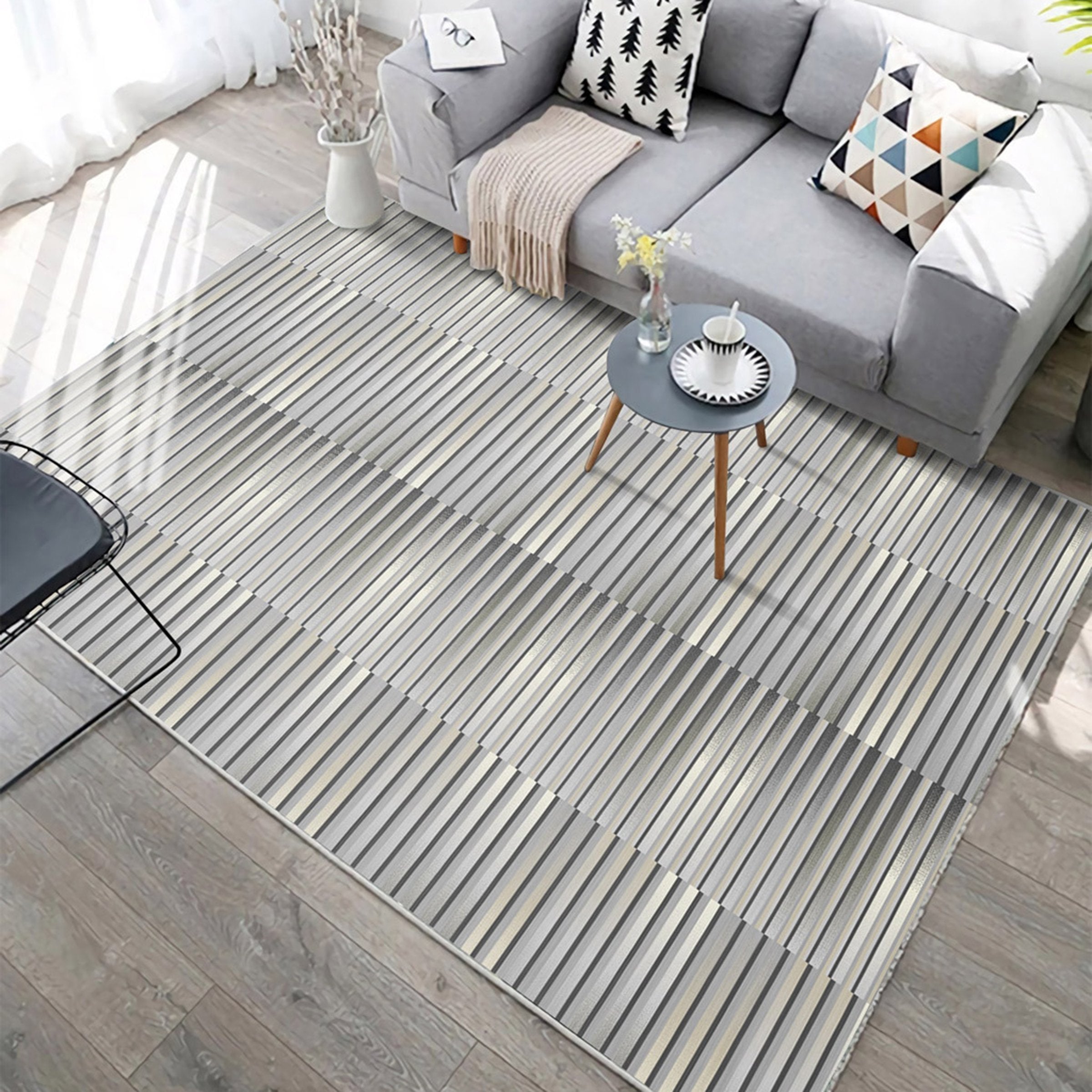 3D Gray Lines WG304 Non Slip Rug Mat Mat AJ Creativity Home