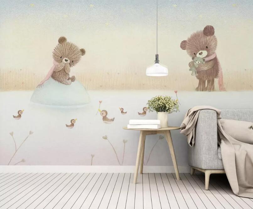 3D Cute Bear WG32 Wall Murals Wallpaper AJ Wallpaper 2