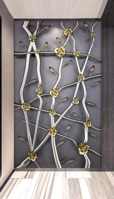 3D Golden Flower WC288 Wall Murals