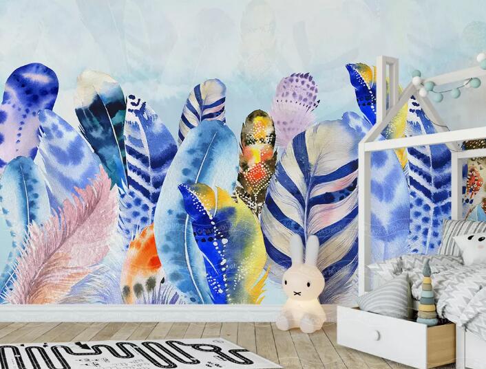 3D Blue Feather WG738 Wall Murals